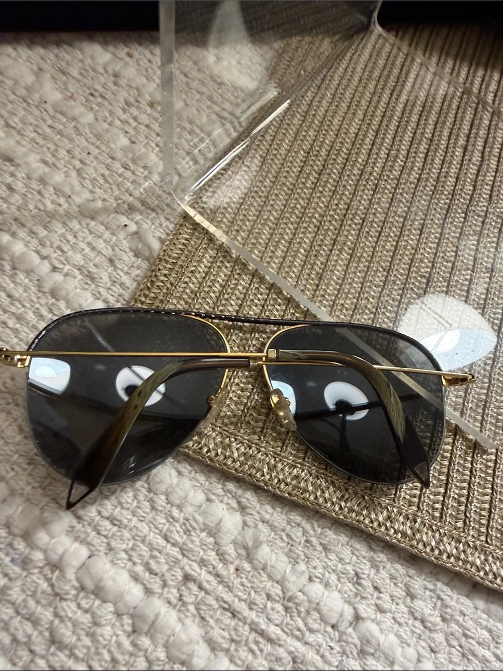 Victoria Beckham VBS90 C45 Aviator Sunglasses 18 Ct Gold Leather 62-13-145